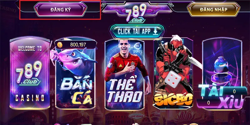 Ấn nút đăng ký để bắt đầu tạo tài khoản 789Club