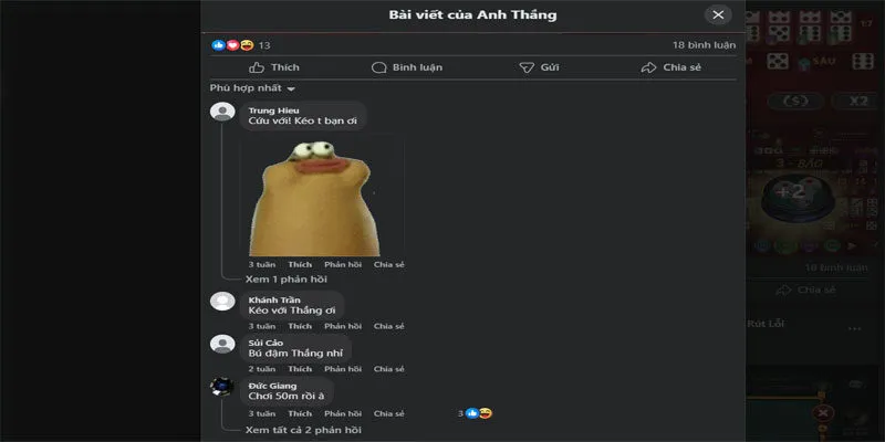 Anh em facebook chúc mừng anh Thắng nhiều