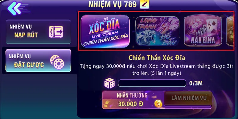 Hệ thống nhiệm vụ đặt cược tuần hoàn