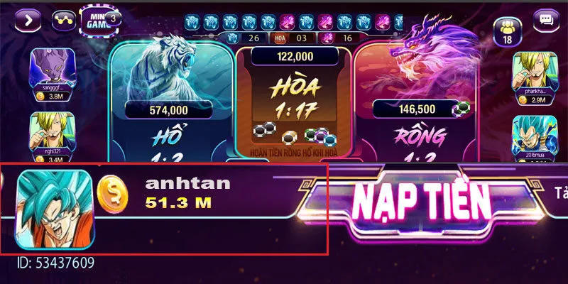 Anh Tân abc thắng lớn 45 triệu đồng khi chơi rồng hổ tại 789Club 4 Tài khoản anh Tân sau chiến thắng vang dội tại Rồng hổ 789Club