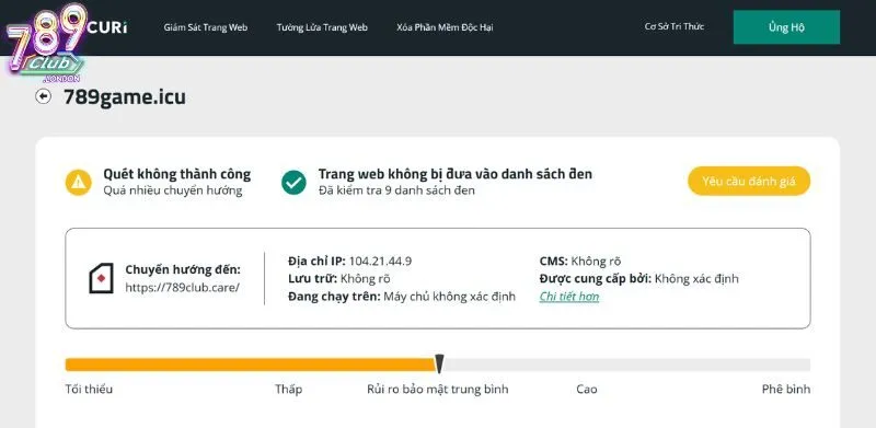 Cách phân biệt website 789Club chính thống và giả mạo 4 Kết quả kiểm tra đối với tên miền giả mạo